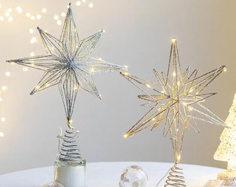 Weihnachtsbaumspitze Stern mit LED-Lichterkette, festliche Verzierung für Weihnachten Wohnkultur, Partydekoration & Neujahrsfeier