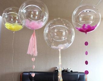 Globos Bobo transparentes: 10 globos de burbujas transparentes (8-24 pulgadas) para bodas, cumpleaños, fiestas y decoraciones con helio.