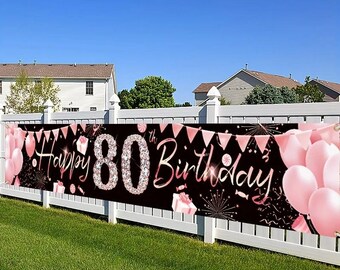 Happy 80th Birthday Yard Zeichen Banner Partyzubehör 80er Geburtstag, Geburtstagsbanner, Geburtstag, Geburtstagskarte, Geburtstagsflieger, 80er Geburtstag