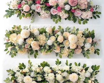 100 cm weiße Luxus-Rosenblumenreihe - künstliches Hochzeitsmittelstück, Hintergrundwand, Bogen & Bühnendekor Wohnzimmerdekor