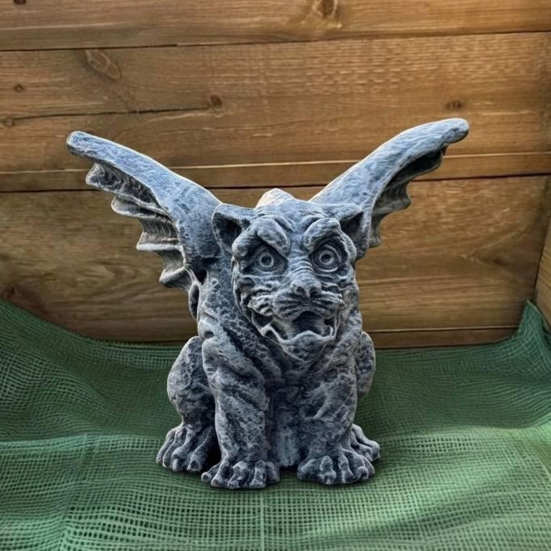 Concrete Gargoyle Statue Gothic Winged Creature Sculpture Garden ...