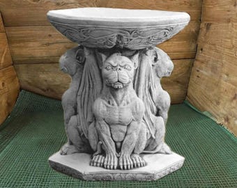 Gargoyle Bird Bath Concrete Garden Decor Gothic Gargoyles Statue Outdoor Stone Birdbath Sculpture Patio Ornament Yard Art Planter
