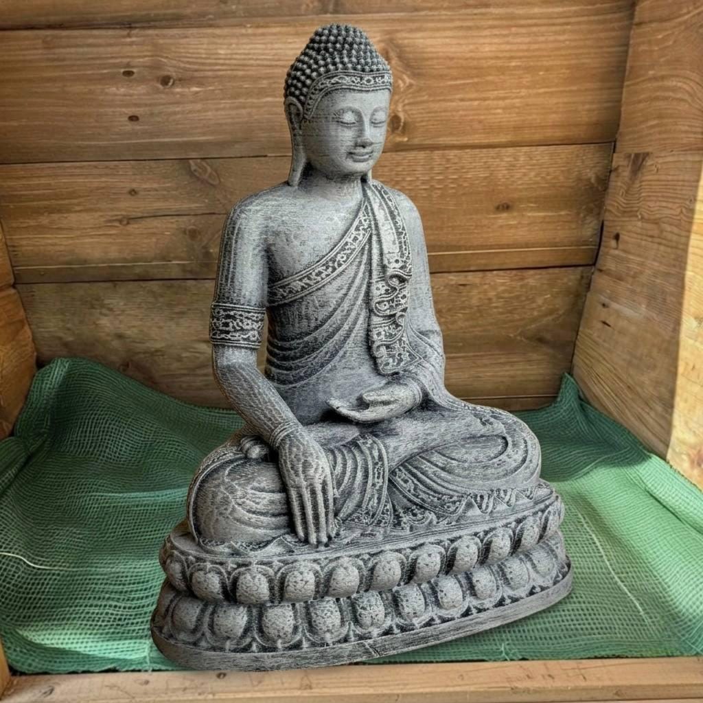 Large Stone Buddha Garden Statue Concrete Sitting Buddha Sculpture ...