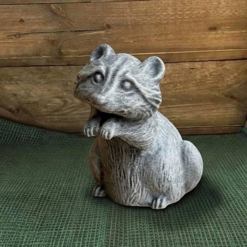 Cute Raccoon Garden Statue Concrete Raccoon Sculpture Indoor Outdoor ...