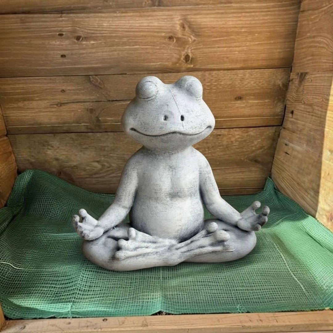 Meditating Frog Statue Yoga Garden Decor Zen Outdoor Sculpture Stone ...