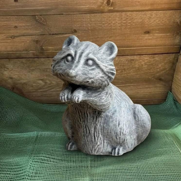 Cute Raccoon Garden Statue Concrete Raccoon Sculpture Indoor Outdoor ...