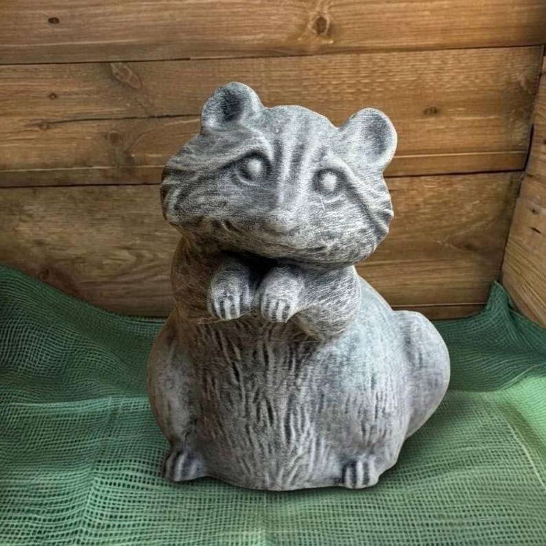 Cute Raccoon Garden Statue Concrete Raccoon Sculpture Indoor Outdoor ...