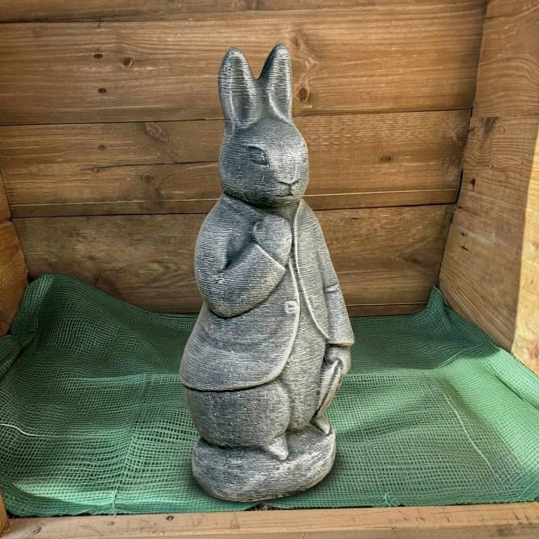 Concrete Rabbit Statue Garden Bunny Sculpture Indoor Outdoor Decor ...
