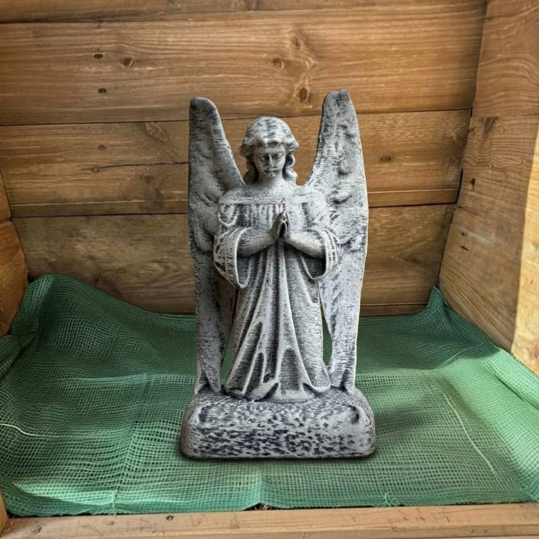 Concrete Praying Angel Statue Memorial Garden Decor Religious Sculpture ...