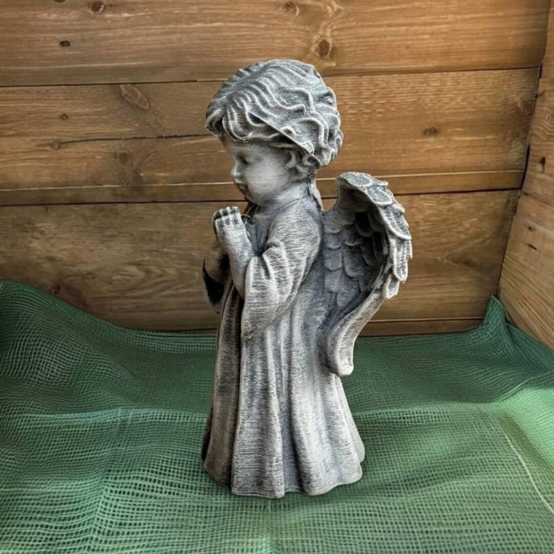 Stone Praying Angel Statue Memorial Garden Decor Sympathy Gift Cemetery ...