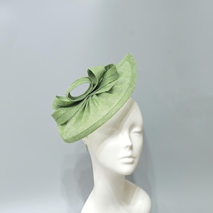 Sage Green Fascinator Hatinator: Wedding Guest, Derby, Church Headpiece with Bow