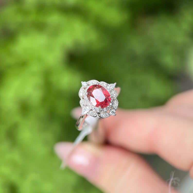 Natural Pink Rhodolite Garnet Ring, 925 Sterling Silver, Oval Cut ...