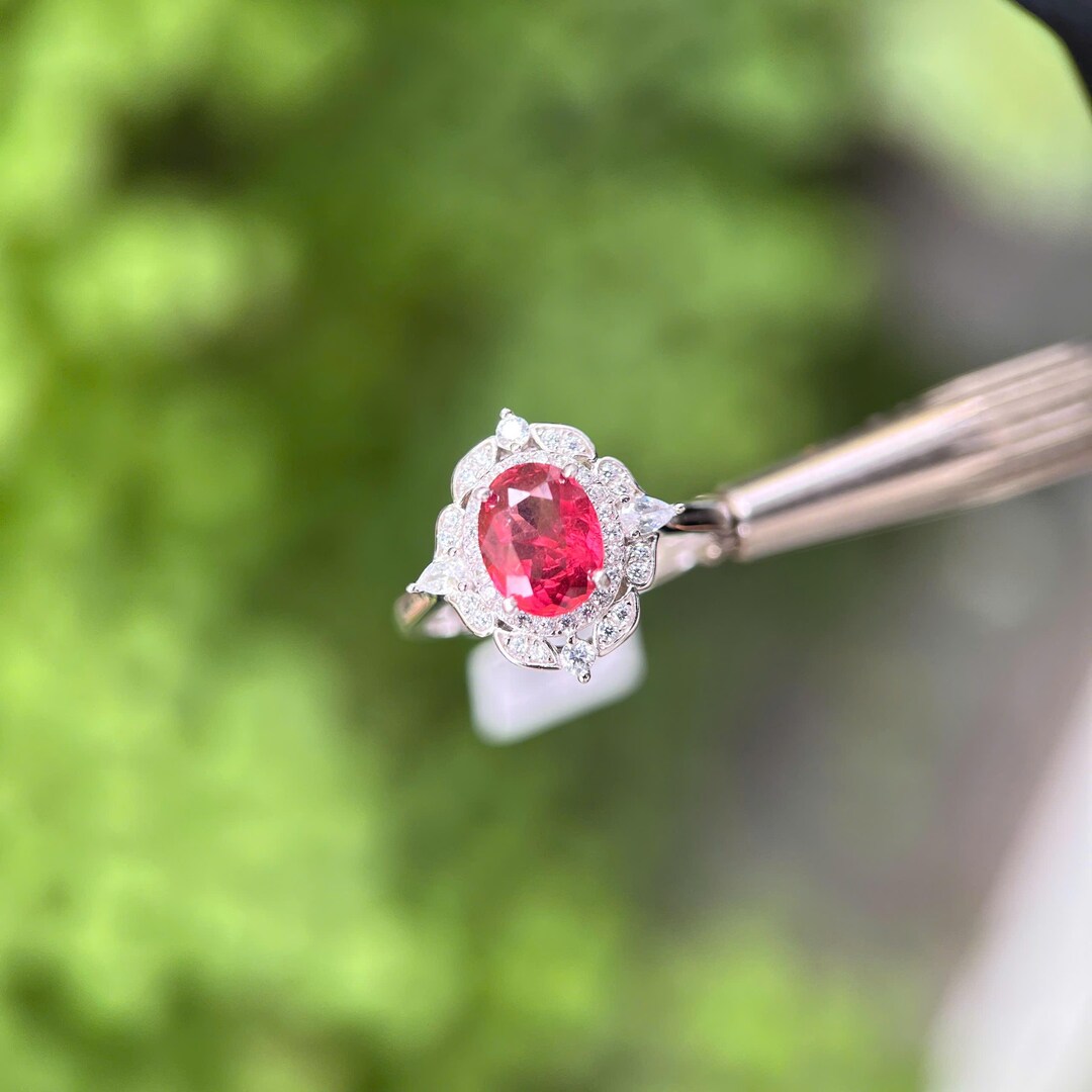 Natural Pink Rhodolite Garnet Ring, 925 Sterling Silver, Oval Cut ...