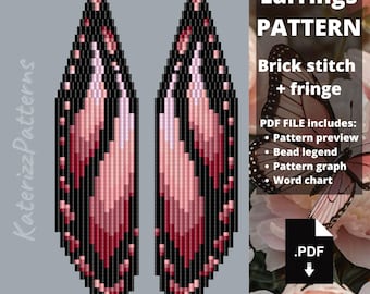 Butterfly Earrings Pattern | Brick Stitch, Fringe, Miyuki Delica (Digital Download)