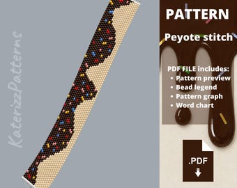 Modèle de bracelet en point Peyote Donut | Perles Miyuki Delica (Téléchargement PDF)