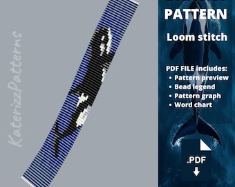 Modèle de bracelet orque au point de tissage | Perles Miyuki Delica (Téléchargement PDF)