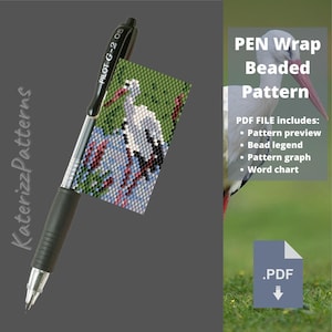 Schema per rivestimento penna con perline a forma di cicogna / Punto Peyote PDF (Download digitale)