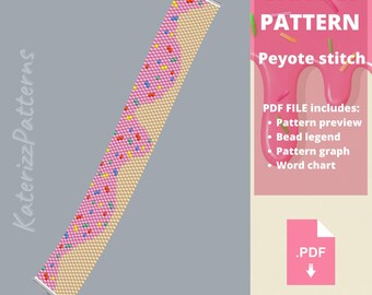 Modèle de bracelet en point Peyote Donut | Perles Miyuki Delica (Téléchargement PDF)