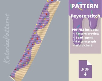 Modèle de bracelet en point Peyote Donut | Perles Miyuki Delica (Téléchargement PDF)