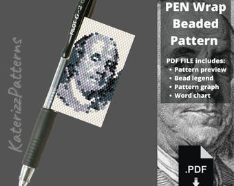 Franklin Beaded Pen Wrap Pattern | Peyote Stitch PDF (Digital Download)
