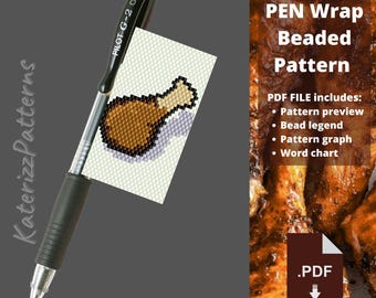 Chicken leg Beaded Pen Wrap Pattern | Peyote Stitch PDF (Digital Download)
