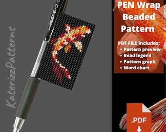Fish Beaded Pen Wrap Pattern | Peyote Stitch PDF (Digital Download)