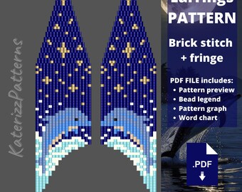 Dolphin Beaded Earrings Pattern | Brick Stitch, Fringe (Digital Download)