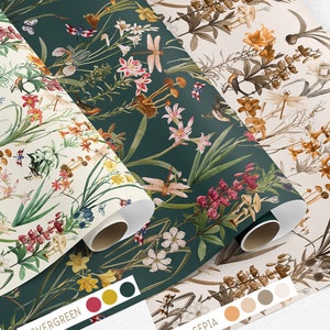 SAMPLE Drawer Liner Wallpaper, 'Dragonfly Garden' Part 1 Eco Friendly Water Activated Wallpaper or Peel & Stick Self Adhesive Fabric Paper