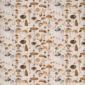 Mushies Sepia Peach Toadstool Drawer Liner Peel & Stick Self Adhesive Paper OR Smooth Pre-Pasted Eco Safe Wallpaper 3ft-6ft-9ft-12ft L Rolls