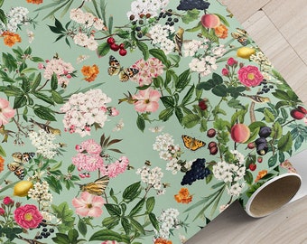 Peel & Stick Drawer Liner: 'Peppermint' Green Orchard Wallpaper