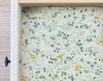 Sage Green Vine Wallpaper: Peel & Stick Drawer Liner