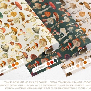 Mushroom Wallpaper Sample: Vintage Botanical Drawer Liner, Peel & Stick