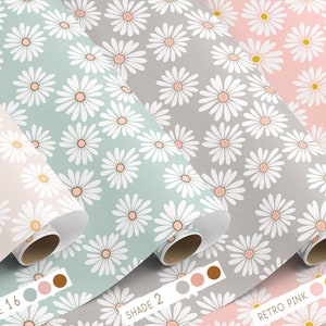 SAMPLE Little Daisy Blossom Drawer Liner/Wallpaper Smooth PrePasted Water Activated or Peel & Stick Self Adhesive Paper Choose Colourway DIY