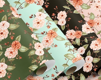 SAMPLE Briar Roses Drawer Liner/Wallpaper Peel & Stick Self Adhesive Paper or Smooth Pre-Pasted Wallpaper/Sustainable DIY Choose Colourway