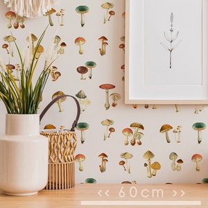 Vintage Toadstools Fungi Drawer Liner Peel & Stick Self Adhesive Paper OR Smooth Pre-Pasted Eco Safe Wallpaper 3ft-6ft-9ft-12ft L Rolls