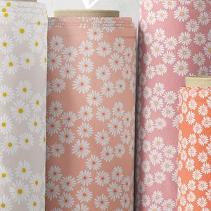 Daisy Fabric by the YARD Any Colour Cute Simple Floral, Printed on Demand in USA, Choose any base material. Customize colours