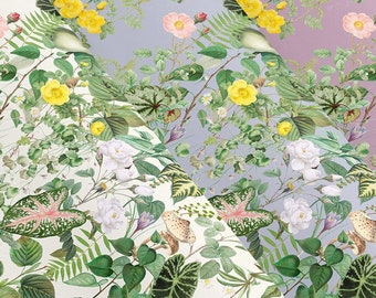 SAMPLE Drawer Liner Wallpaper, 'Spring Cottage v1' / Peel & Stick Self Adhesive Paper or Smooth Pre-Pasted Wallpaper, Sustainable DIY