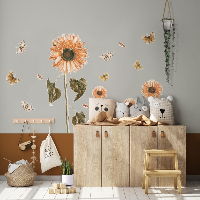 Giant Sunflower Wall Decal DIY Nursery Play Decor Non Toxic Etsy