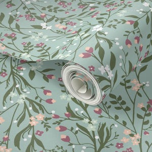 Sage Floral Wallpaper: Tangled Heather Botanical Drawer Liner Paper Peel and Stick or Non Adhesive image 8