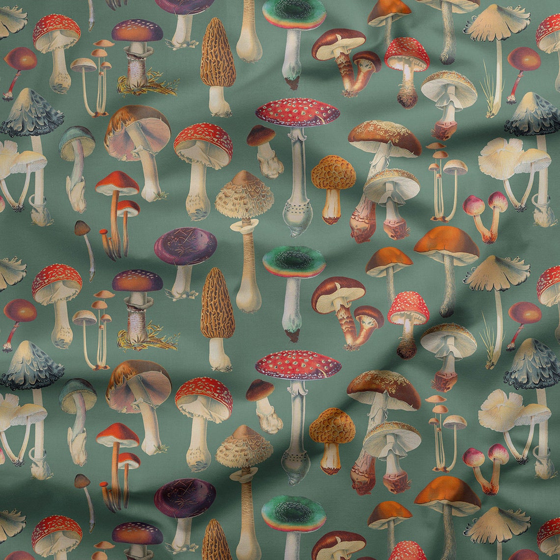 Mushroom Fabric by the metre. PRINTED IN AUSTRALIA Organic | Etsy