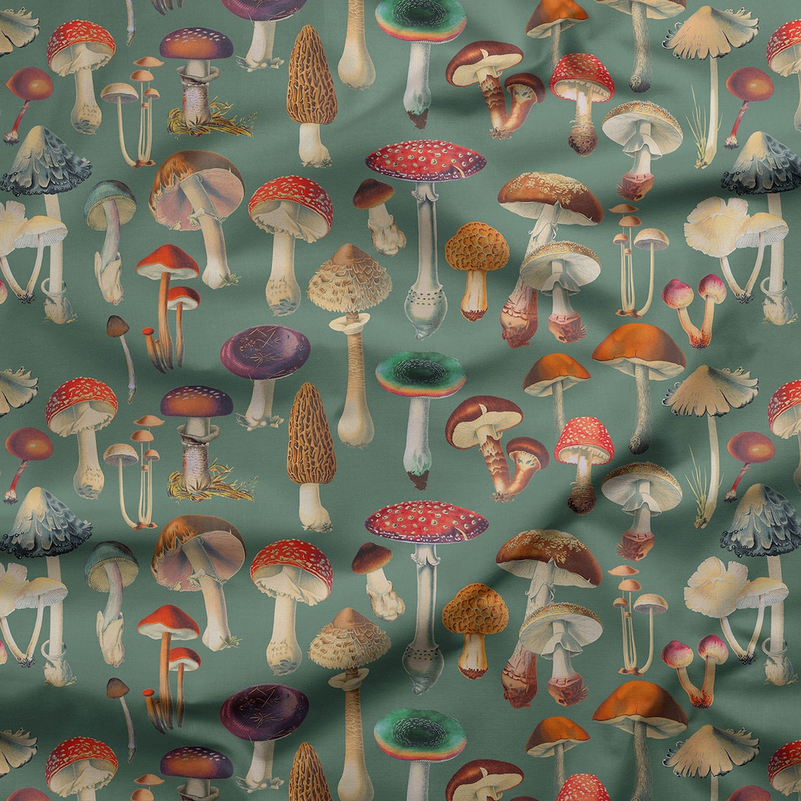 Mushroom Fabric by the metre. PRINTED IN AUSTRALIA Organic Etsy