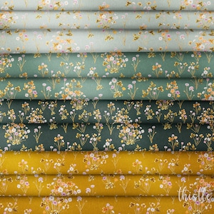 Meadow Wildflower Fabric by the METRE, Delicate Floral Watercolour Choose Material Cotton or Linen, Choose Colour | Thistle and Fox Fabrics