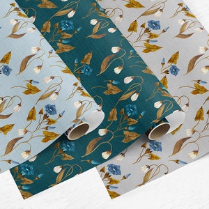 SAMPLE Drawer Liner/Wallpaper, 'Morning Glory Lily' Peel & Stick Self Adhesive Paper or Smooth Pre-Pasted Wallpaper DIY Choose Colourway
