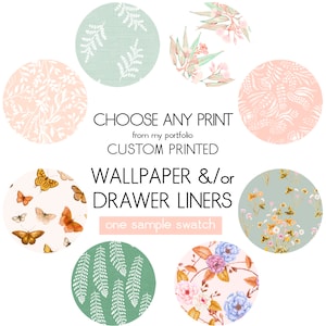 SAMPLE Any Print Drawer Liner Paper Eco Friendly Peel & Stick Self Adhesive Paper or Smooth Water Activated Wallpaper, Swatch Size 12x24"