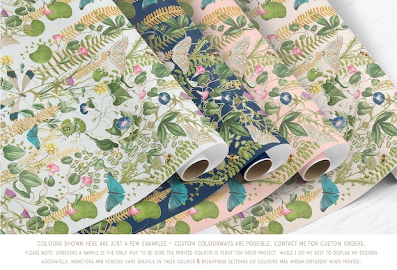 Wild Garden Wallpaper Sample: Peel and Stick or Non Adhesive Paper Drawer Liner