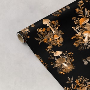 Woodland Foliage 'Sepia Black' Drawer Liner // Peel & Stick Self Adhesive Paper or Smooth Pre-Pasted Wallpaper 3-6-9-12ft L Rolls