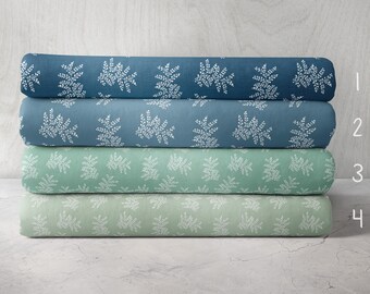 Delicate Fern Blue Botanical Fabric by the Metre, Sustainable Eco Friendly Australian Designer Prints | Choose Material, Printed on Demand