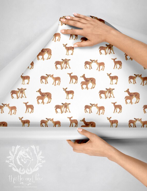 Nursery Drawer Liner Paper Bambi Deer Fawn Caramel Brown Eco Etsy