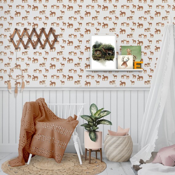 Nursery Drawer Liner Paper Bambi Deer Fawn Caramel Brown Eco Etsy