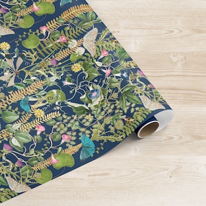 Wild Garden Botanical Wallpaper: Iris Blue Peel & Stick Drawer Liner